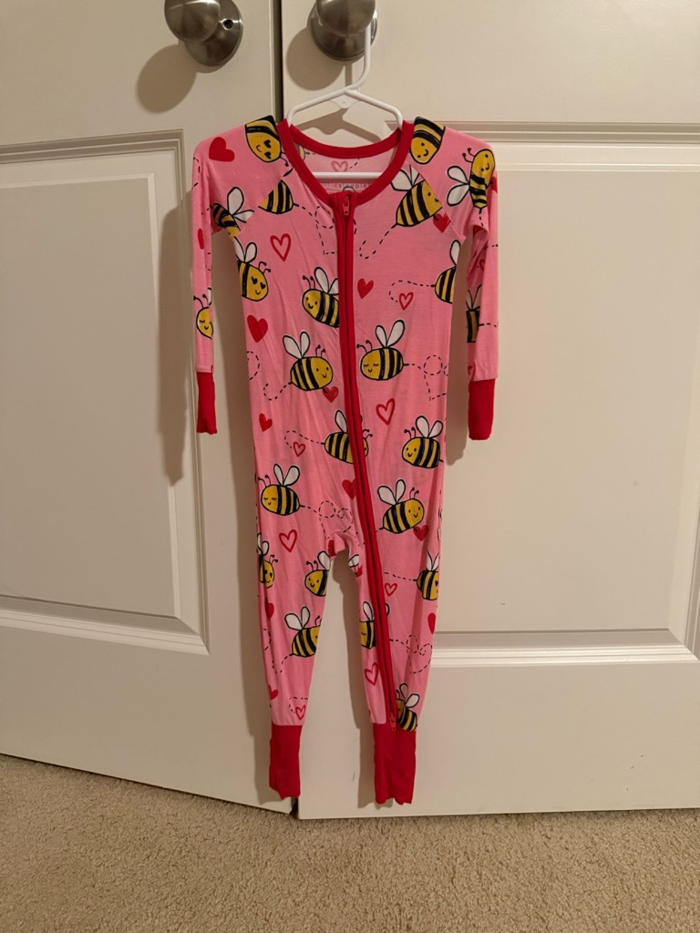 Little Sleepies Pink Bee Heart Zippy